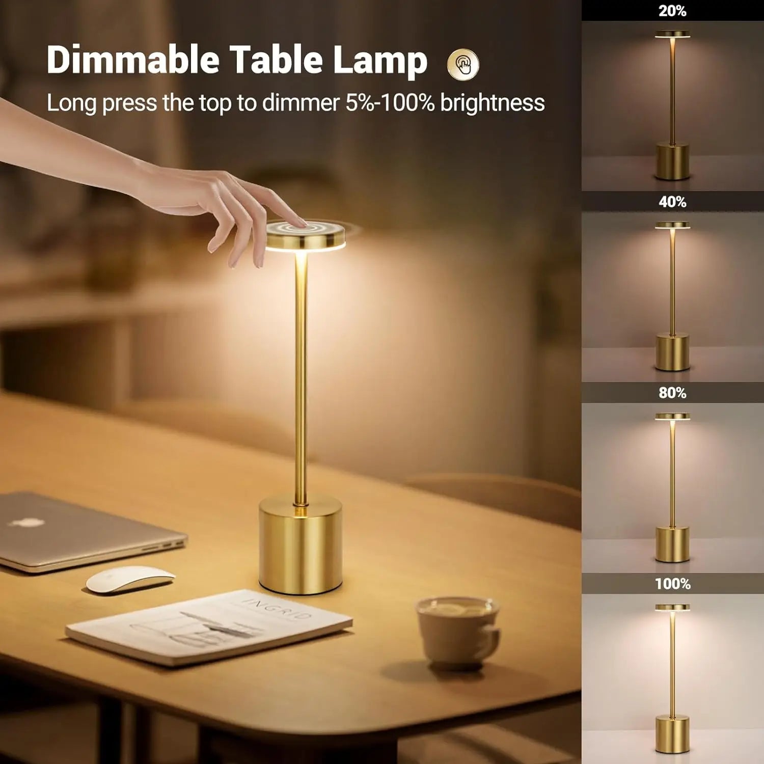 LED Touch Metal Table Lamp