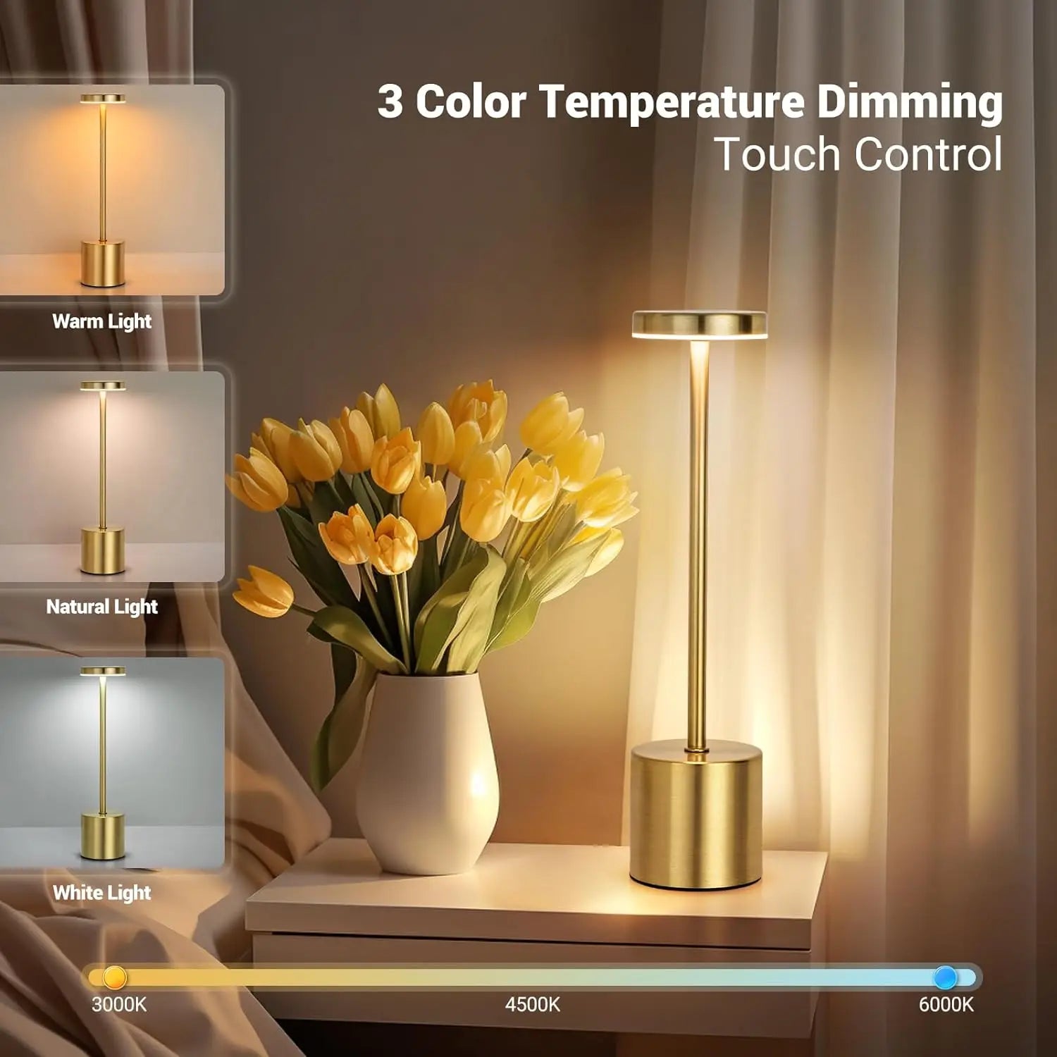 LED Touch Metal Table Lamp